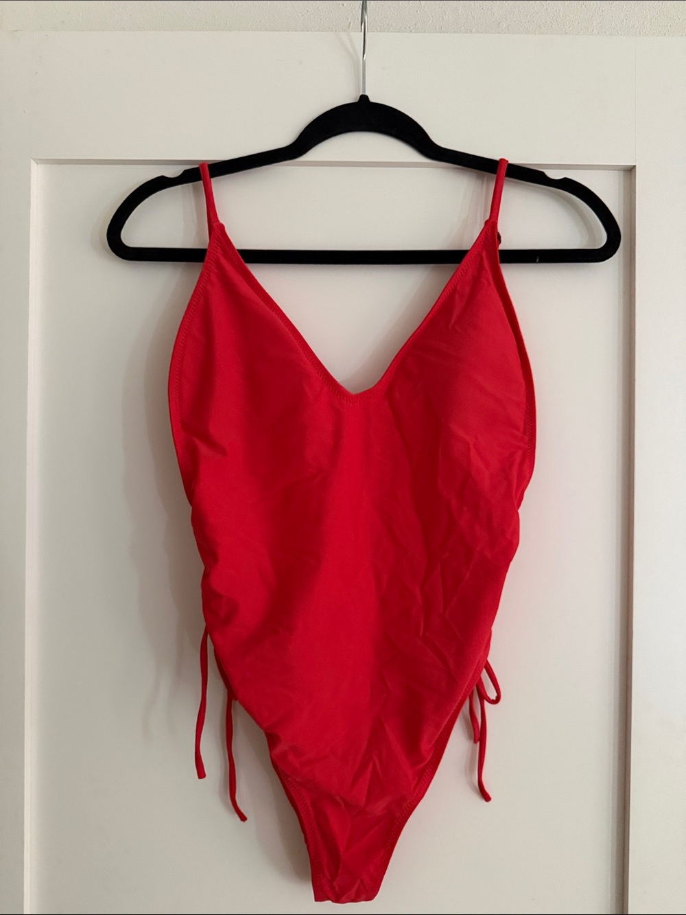 Kendall & Kylie Red V-Neck One-Piece Swimsuit with Side Ties